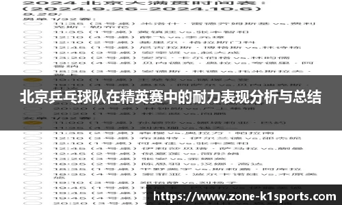 北京乒乓球队在精英赛中的耐力表现分析与总结